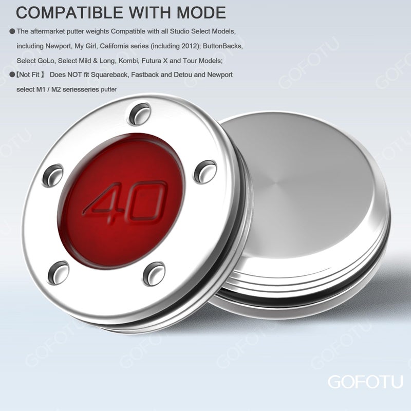 Gofotu 2pcs 5g-40g Golf Custom Weights Compatible with Titleist Scotty Cameron Golf Club Putters Newport Red (2PCS 40g(Doesn't include Wrench)) - Image 3